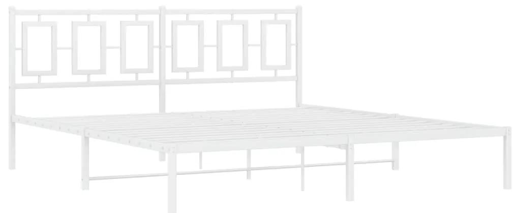 374295 vidaXL Cadru de pat metalic cu tăblie, alb, 183x213 cm