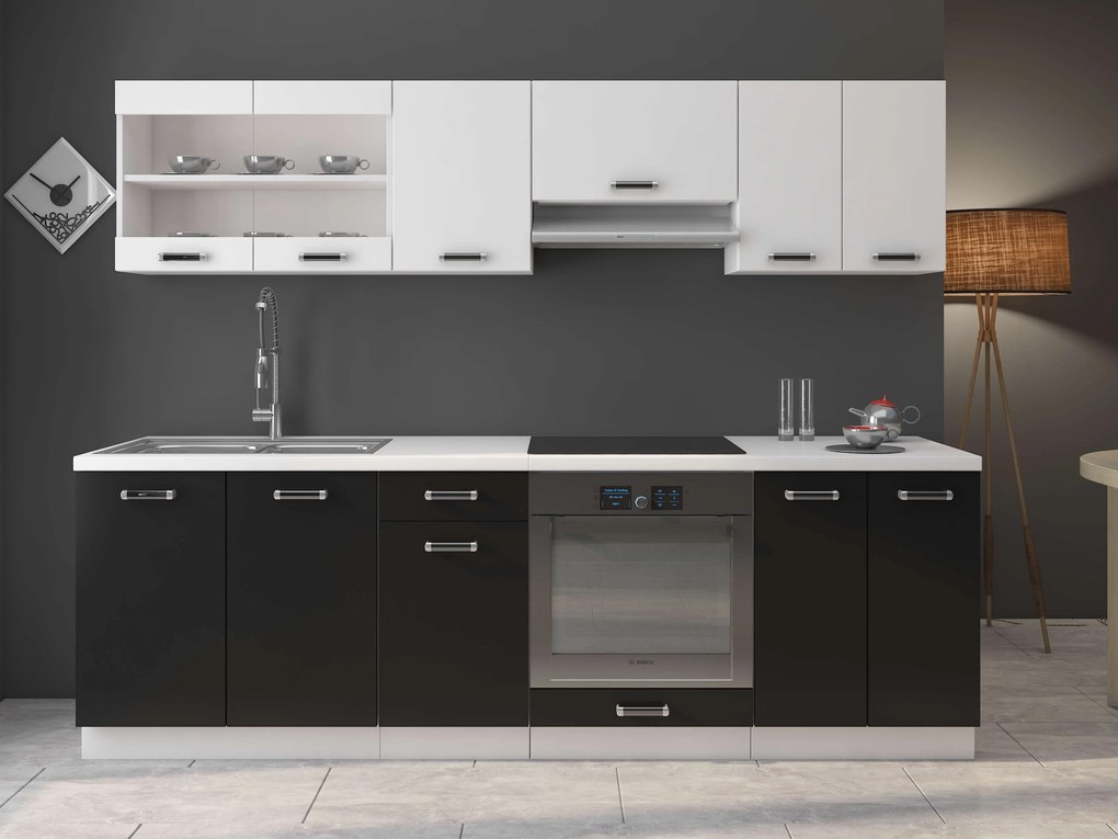 Dulap inferior de bucătărie sub chiuvetă Oran 80 ZL 2F BB (Alb + negru). 1033031