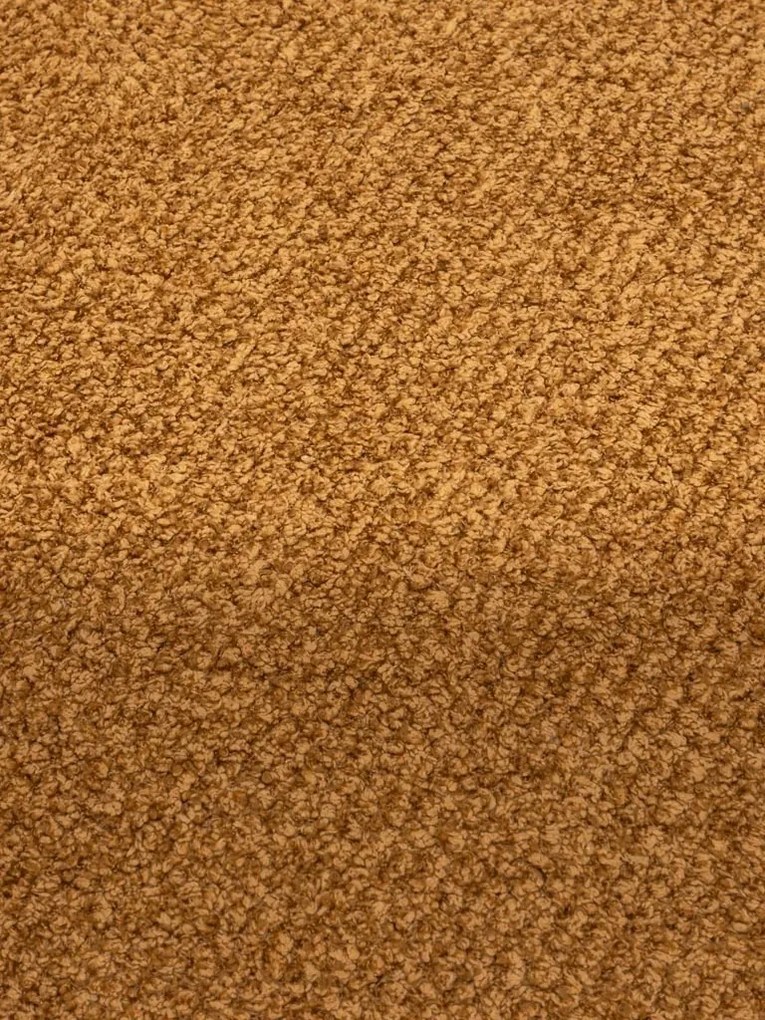 Canapea 3 locuri din catifea muștar, cu textură în relief, picioare din lemn masiv, aspect retro, 69×220×102 cm, „Biskit"