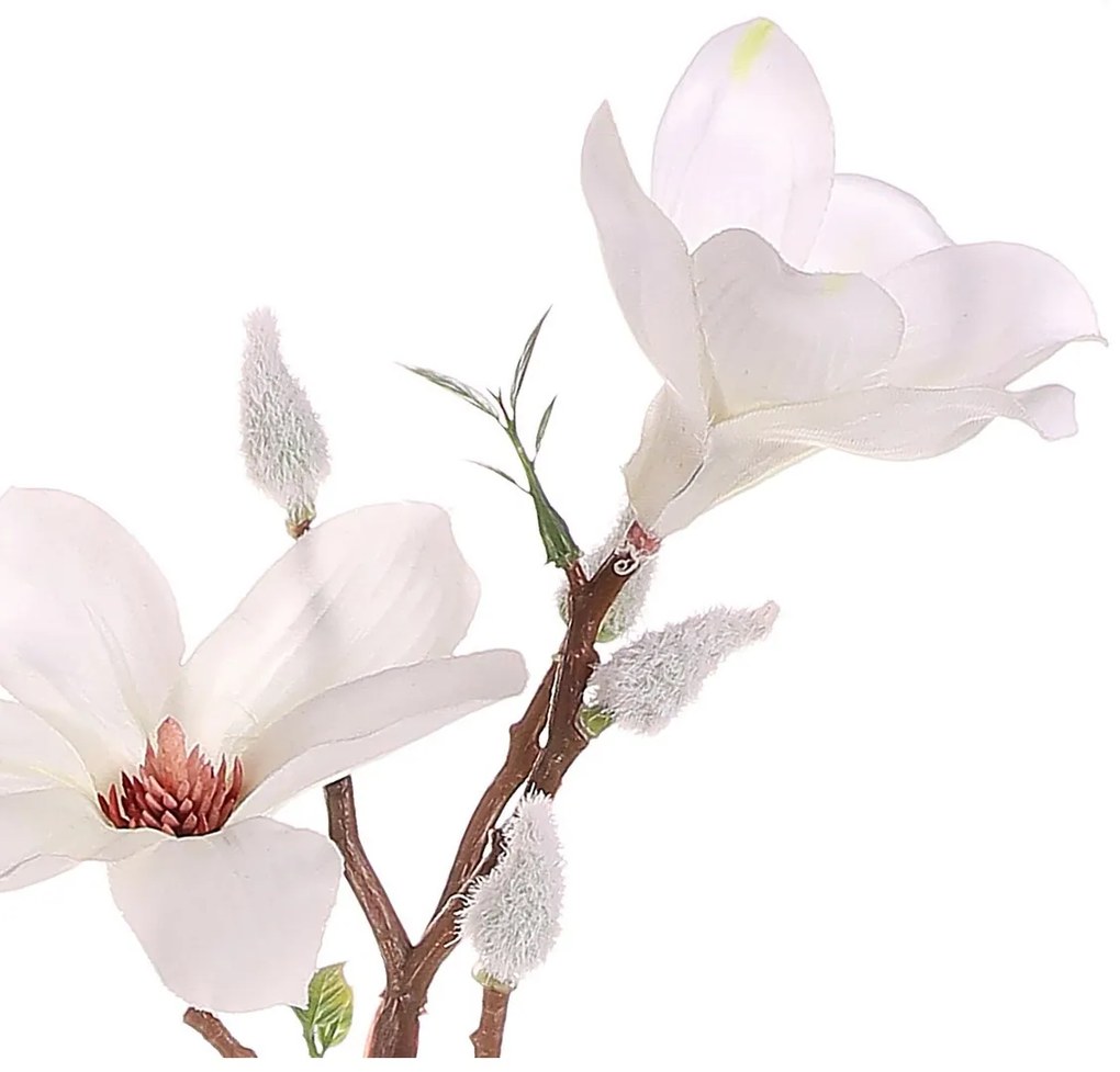 Floare artificială Magnolie albă, 30 x 10 x 85 cm