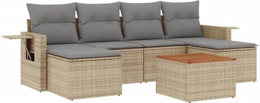 vidaXL Set canapele de grădină, 7 piese, cu perne, bej, poliratan