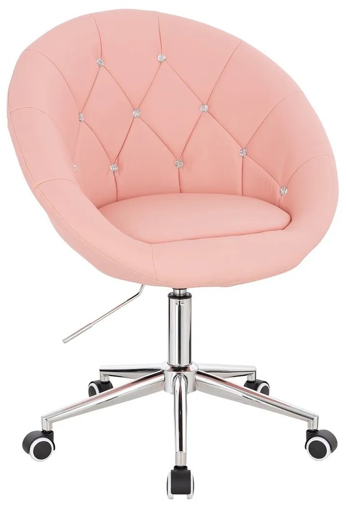 HC8516CK Scaun Roz Piele Ecologica cu Bază Cromata