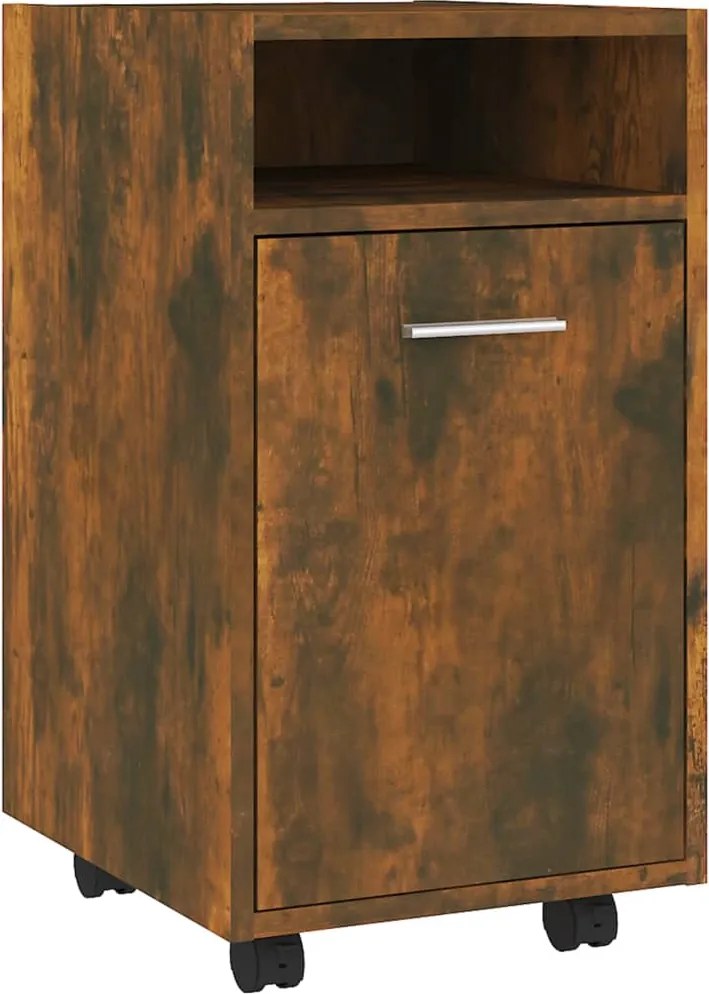 vidaXL Dulap lateral cu roți stejar afumat 33x38x60 cm lemn prelucrat