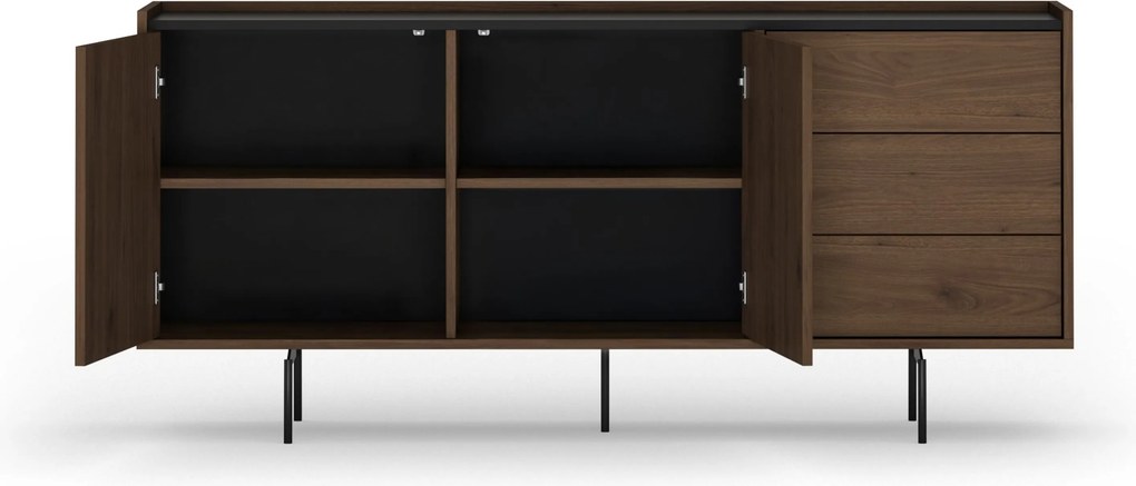 Comodă Zenar 170 cm cu sertare - nuc elegant / negru