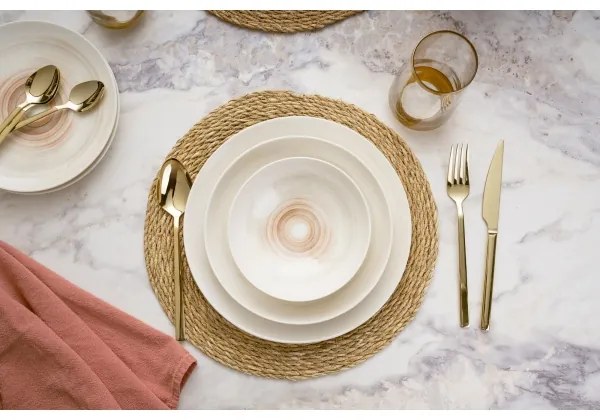 Set veselă 24 piese bej/porțelan