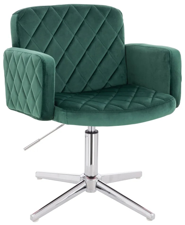 HR802CROSS Scaun Verde din Catifea cu Bază Cromata