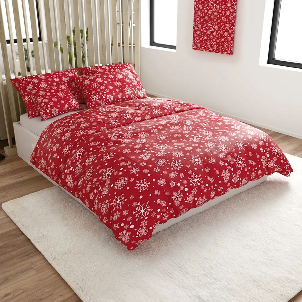 Lenjerie de pat din microplus SNOWFALL rosu Dimensiune lenjerie de pat: 2 buc 70 x 90 cm | 200 x 220 cm