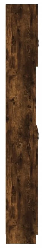 Dulap de baie, stejar fumuriu, 32x25,5x190 cm, lemn prelucrat Stejar afumat, 1