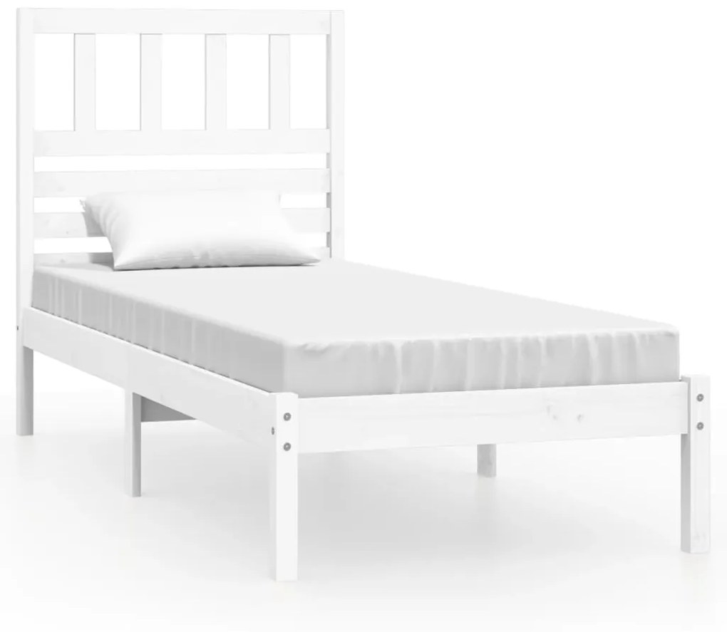 3100984 vidaXL Cadru de pat 2FT6 Small Single, alb 75x190 cm lemn masiv de pin