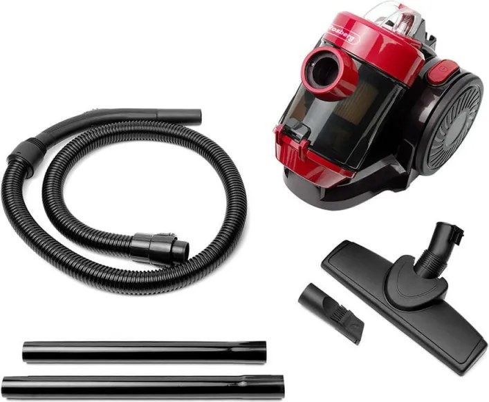 La mâna a doua: Aspirator fara sac Rosberg R51001B, 800W, HEPA, Ciclon, 2 L, Accesorii, Rosu