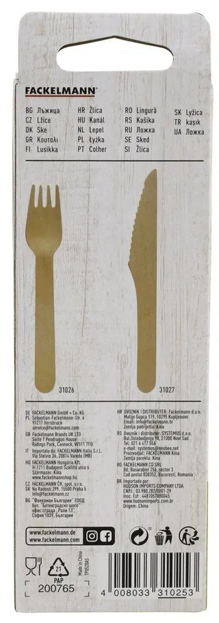 Set 30 linguri din lemn Fackelmann Nature