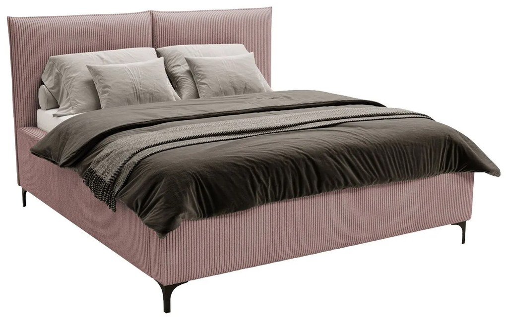Pat matrimonial 140 cm Camtana (Roz + Negru) (cu somieră) (cu sp. depozitare). Promo -17%. 1104108