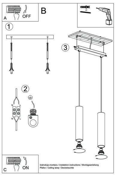Lustră pe cablu LINO 2xGU10/40W/230V