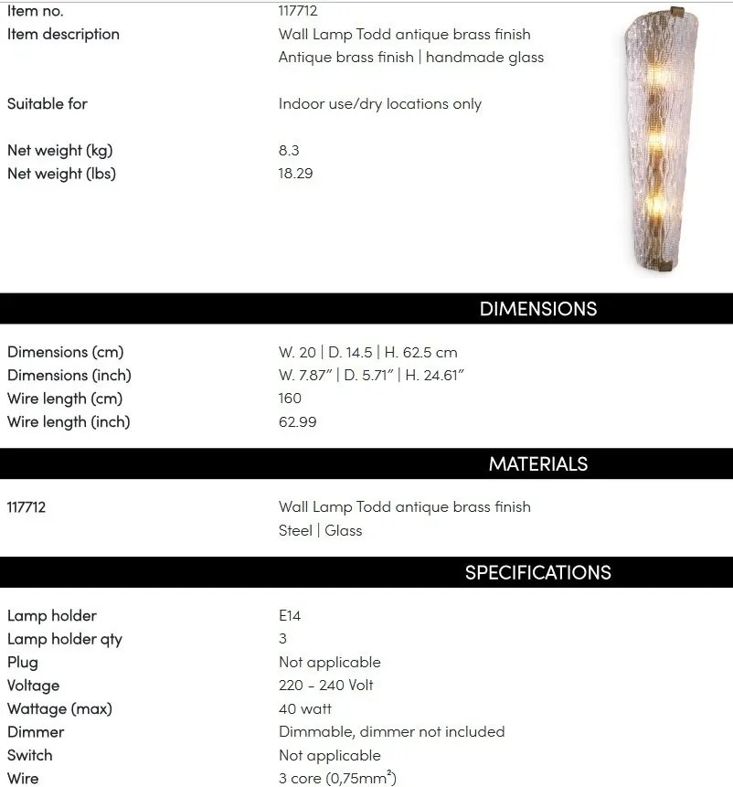 Aplica de perete design LUX Todd