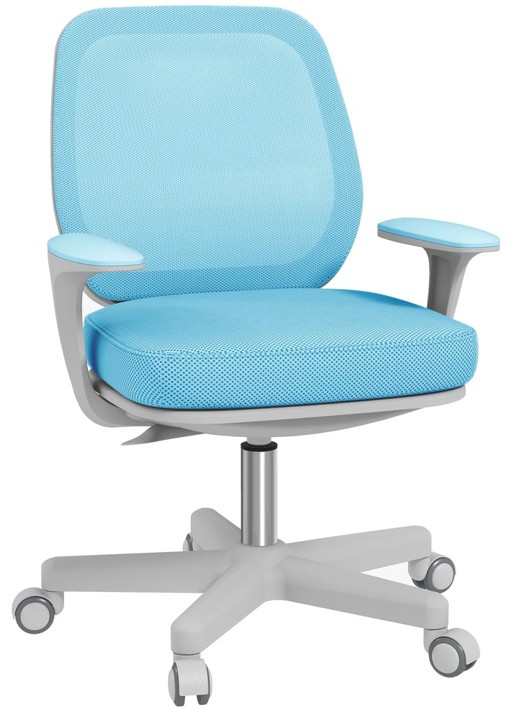 Vinsetto Scaun Birou Ergonomic cu Înălțime Reglabilă, Scaun Rotativ și Respirabil cu Înclinare, 55x48x82.5-94.5 cm, Albastru | Aosom Romania