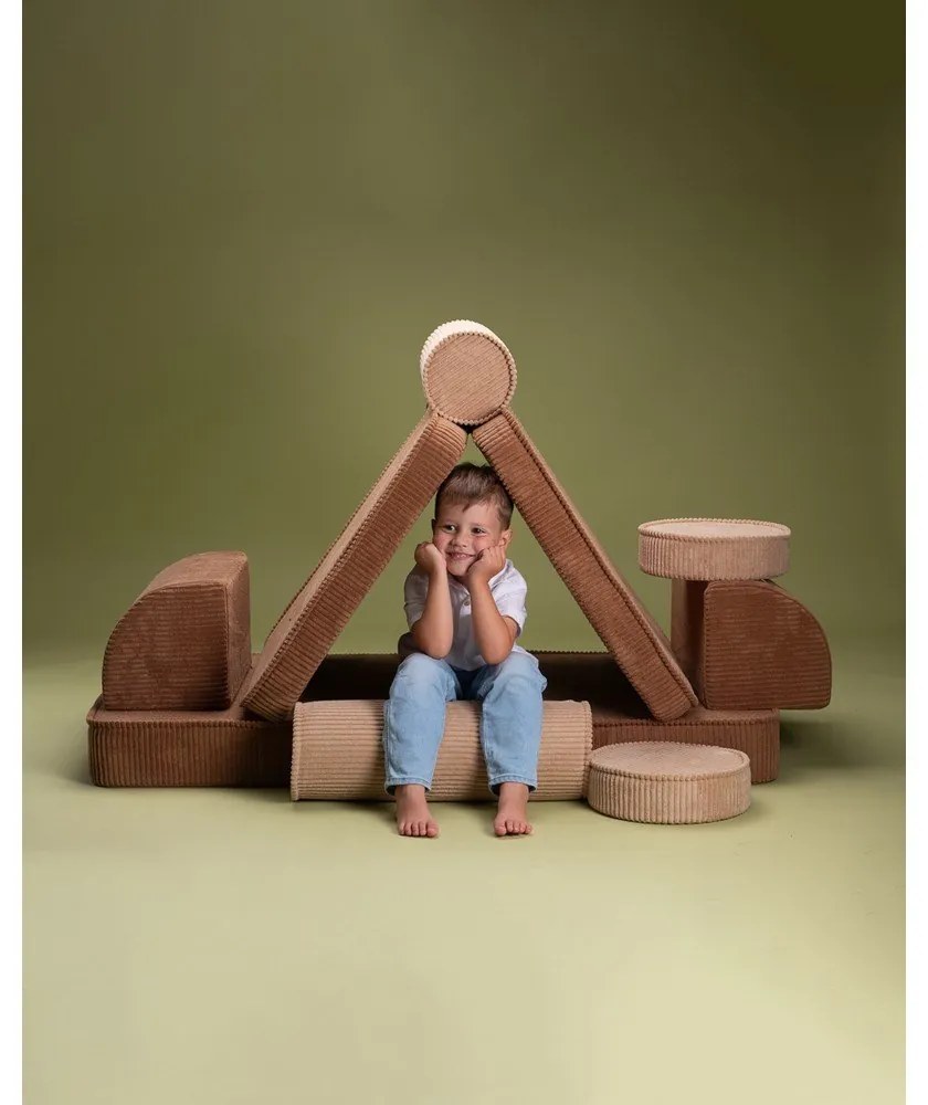 Canapea pentru copii maro cu tapițerie din catifea reiată 132 cm Settee – Wigiwama