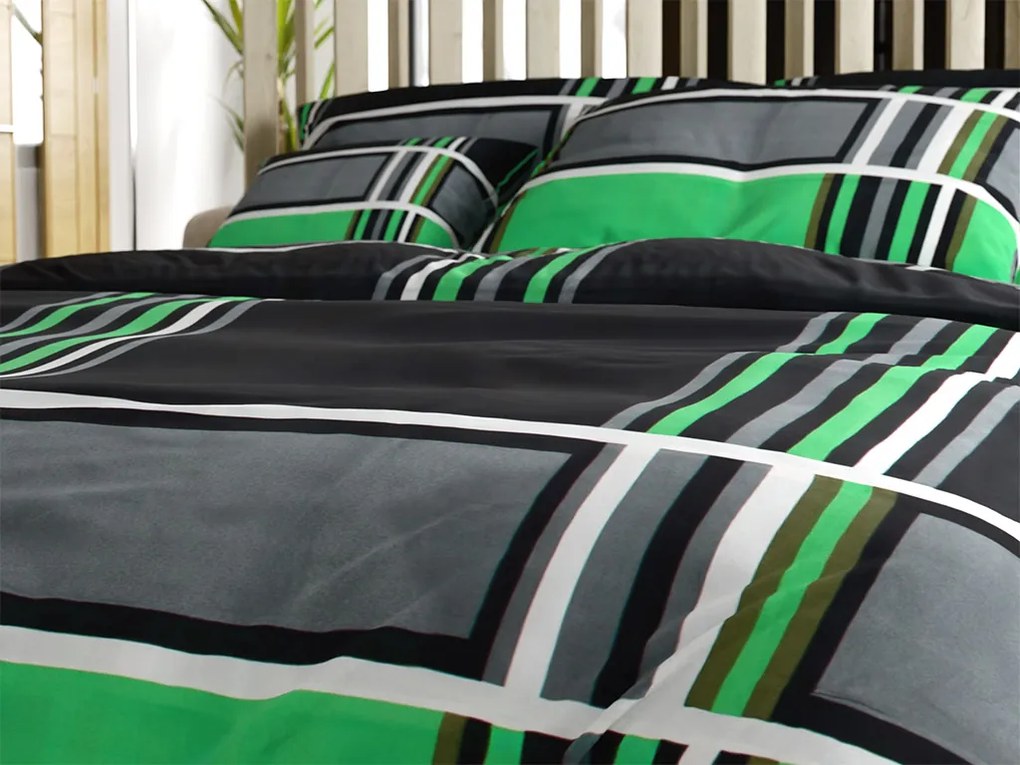 Lenjerie de pat din bumbac KARO BLEND verde Dimensiune lenjerie de pat: 70 x 90 cm | 140 x 200 cm