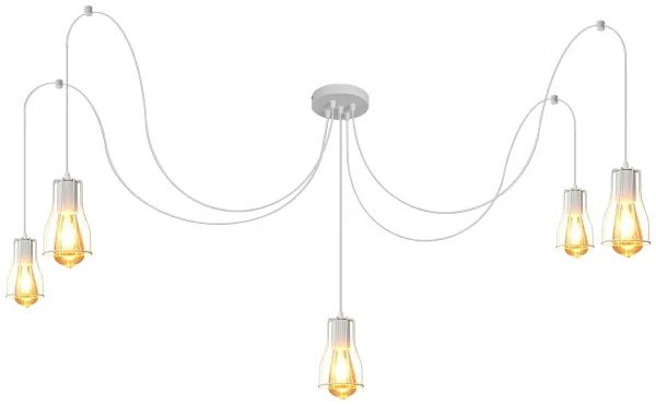 Lustră pe cablu TUBE LONG 5xE27/10W/230V alb