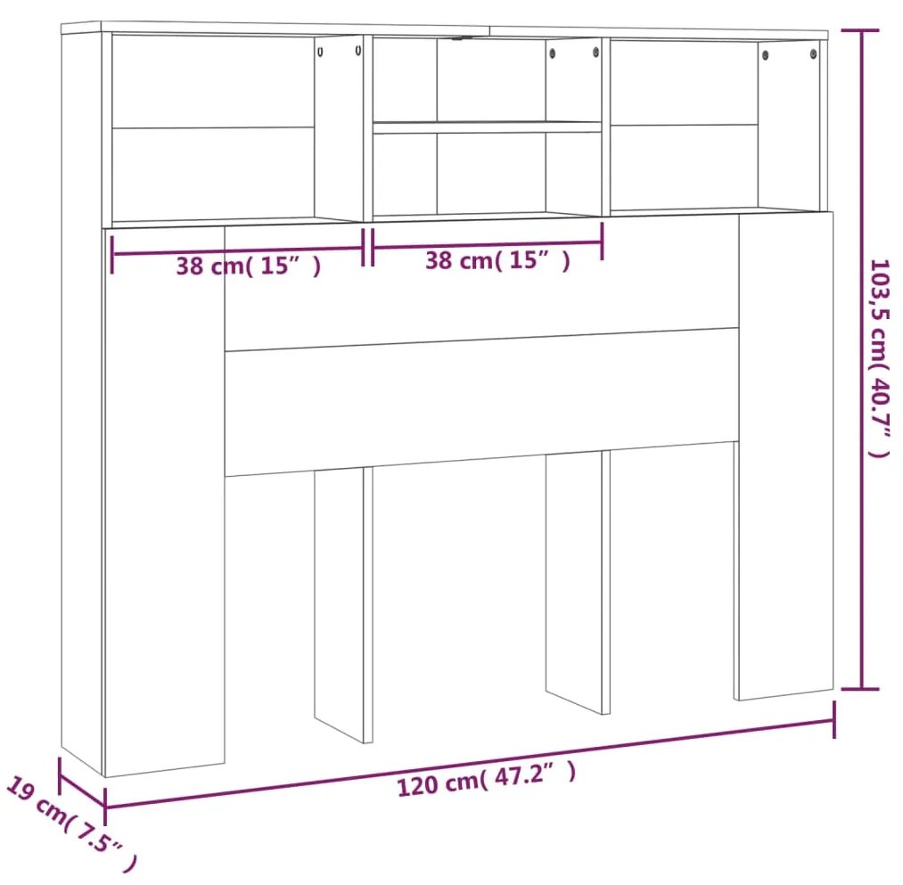 Tablie de pat cu dulap, alb, 120x19x103,5 cm Alb, 1