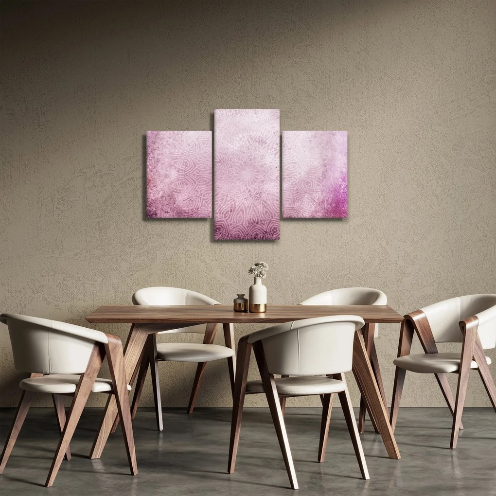 Tablou - Mandala pe zid roz (90x60 cm)