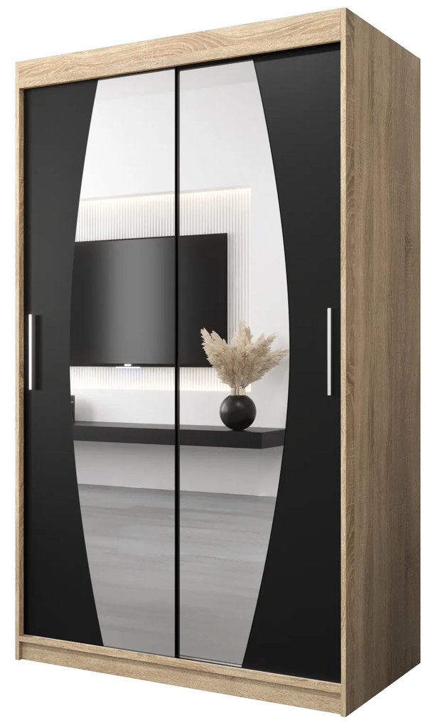Dulap de haine 120 cm Eclipse (Stejar sonoma + Negru mat). 1063397