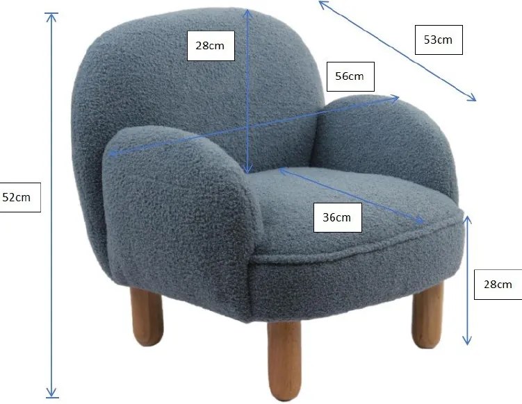 Fotoliu de copii bej cu tapițerie din țesătură bouclé Rocky – Vipack