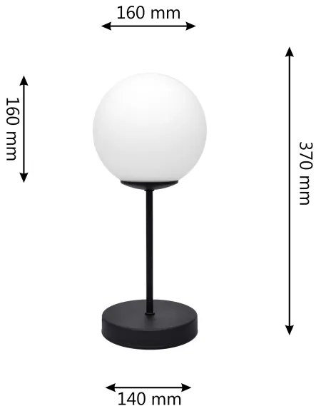 Lampă de masă MOON 1xE27/15W/230V negru