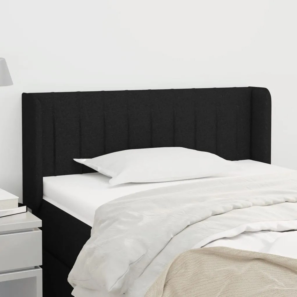 vidaXL Tăblie de pat cu aripioare negru 93x16x78/88 cm textil