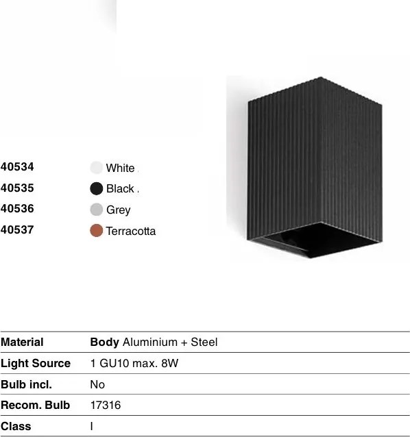 Aplica perete aluminiu striat maro teracota, 1xGU10, LUNE square