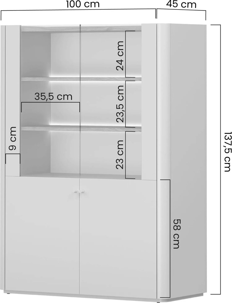 Vitrină cu două uși Elivo 100 cm - eucalipt / stejar baltic dune