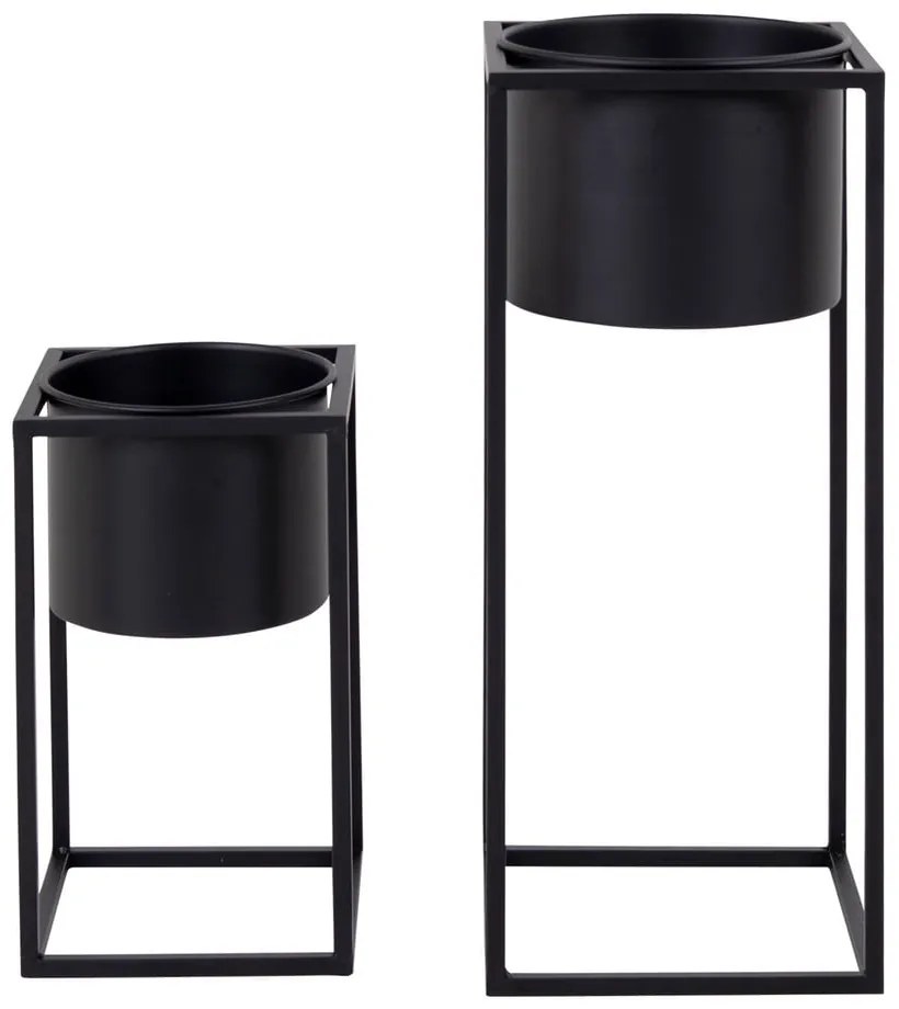 Ghivece din metal negre în set de 2 buc. House Nordic Marla