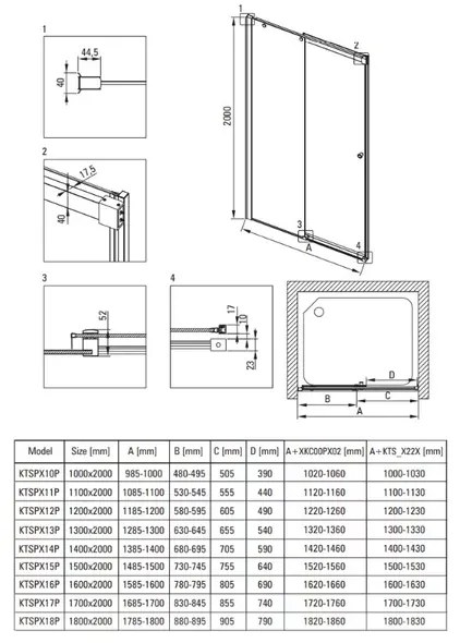 Usa de dus culisanta Deante Kerria Plus negru 130 cm