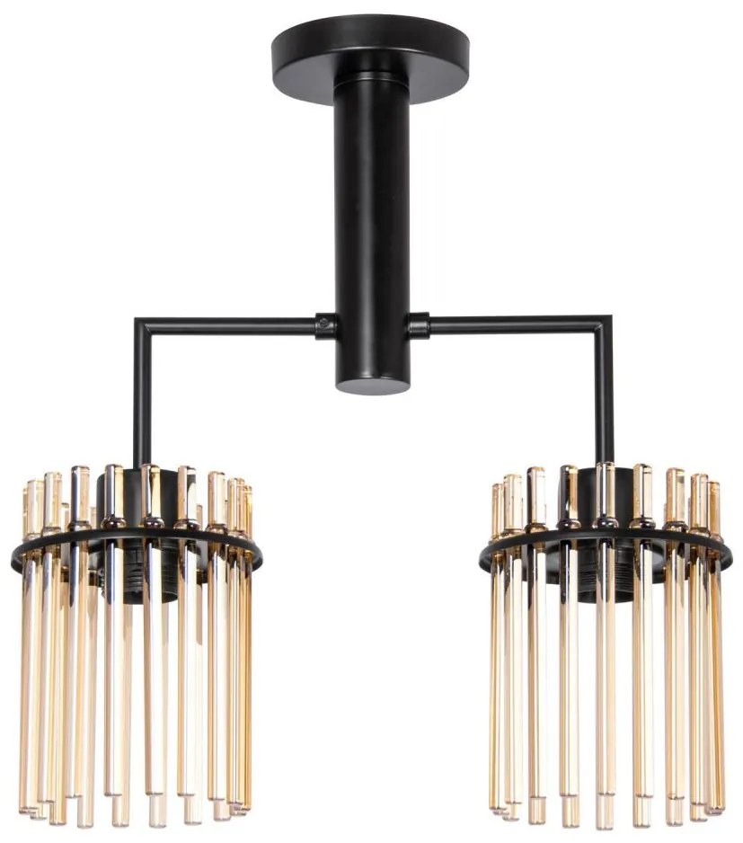 Lustră pe tijă 2xE27/60W/230V negru/fumuriu