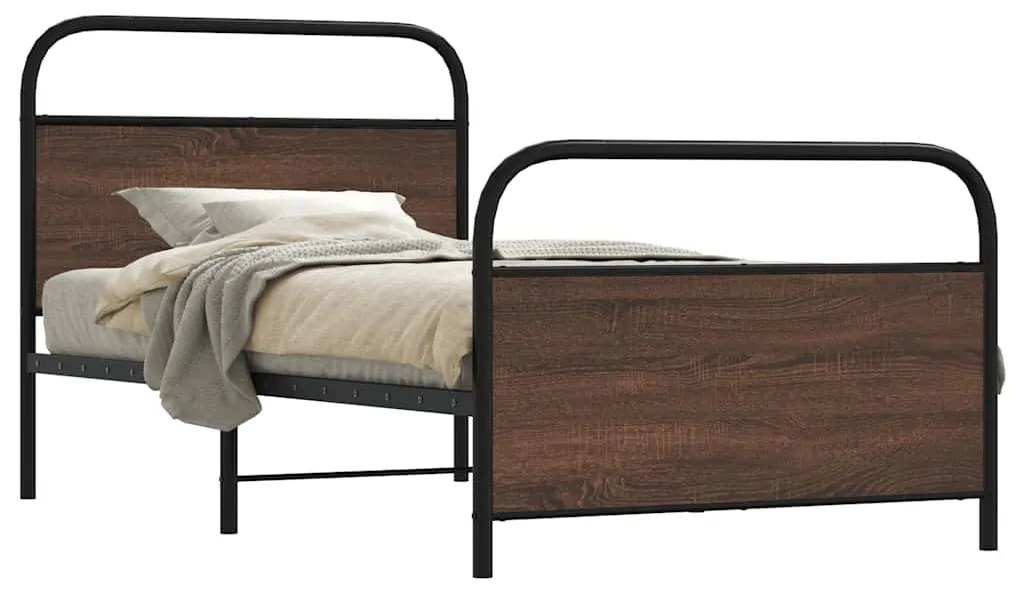 vidaXL Cadru de pat fără saltea stejar maro 90x200 cm Lemn prelucrat