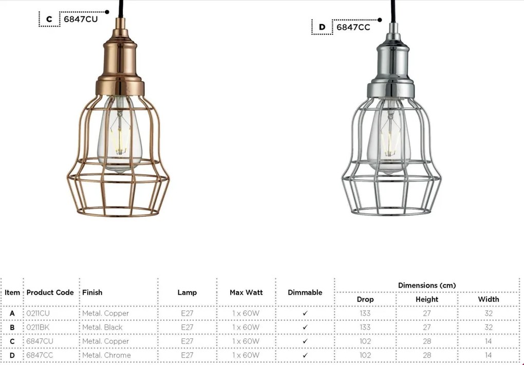 Lustra / Pendul design modern minimalist Bell Cage negru 0211BK SRT