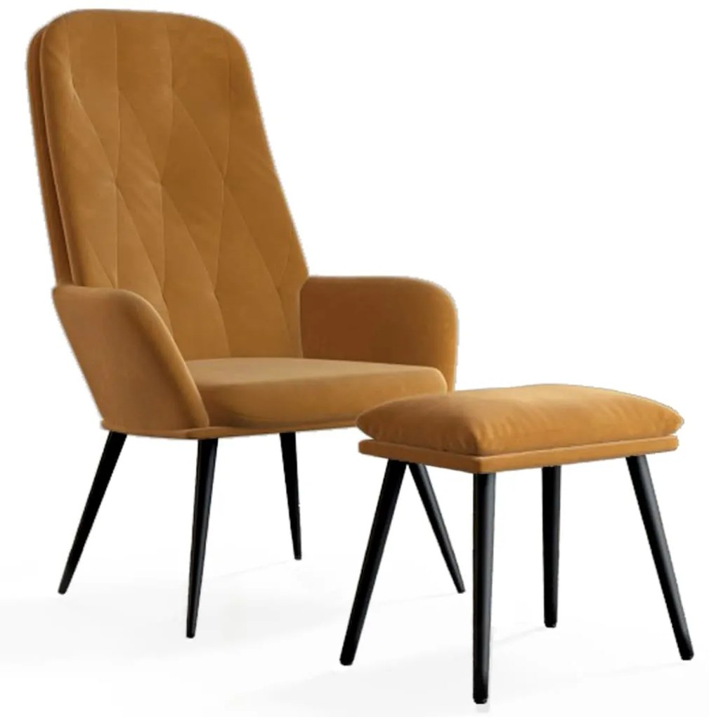 3097627 vidaXL Scaun de relaxare cu taburet, maro, catifea