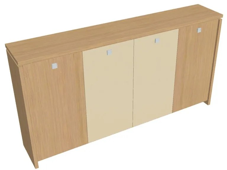 Dulap mediu pentru haine Verno 248 x 46 x 130 cm, uși combinate, stejar deschis / vanilie