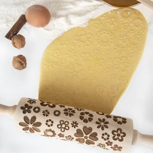 Sucitor din lemn Orion cu decor floral, 38 cm