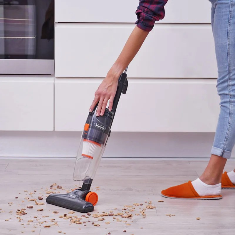 Aspirator vertical Rosberg R51001A, 600W, 800 ml, Filtru HEPA, Manual, Negru