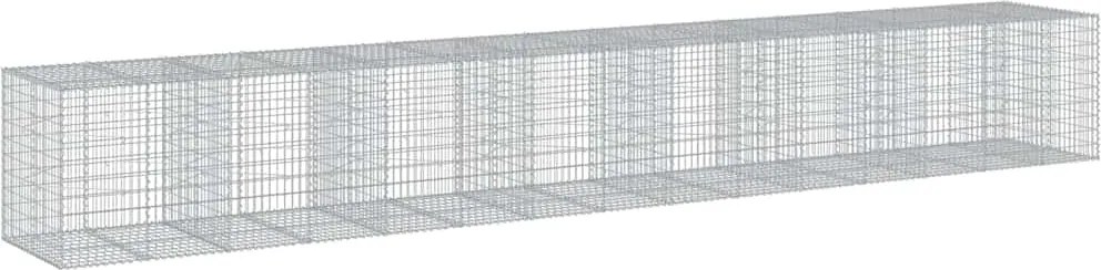 vidaXL Coș gabion cu capac, 750x100x100 cm, fier galvanizat