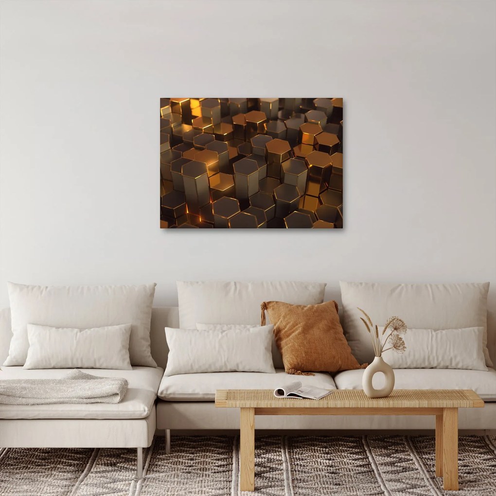 Tablou - Hexagoane de bronz (70x50 cm)