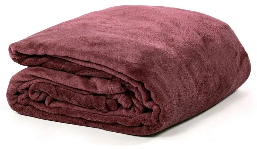 Cuvertură burgundy din micropluș pentru pat dublu 220x240 cm Cosy – Tiseco Home Studio