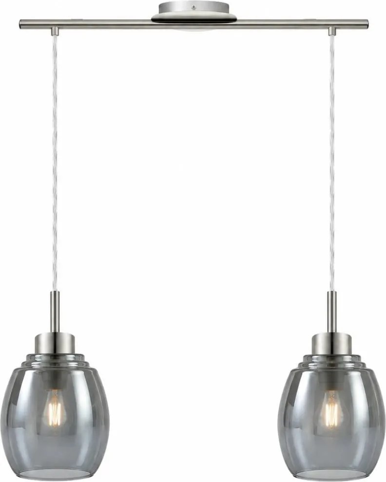 BRILAGI - LED lustră pe cablu RETRO GLASS 2xE27/60W/230V crom mat/gri fumuriu