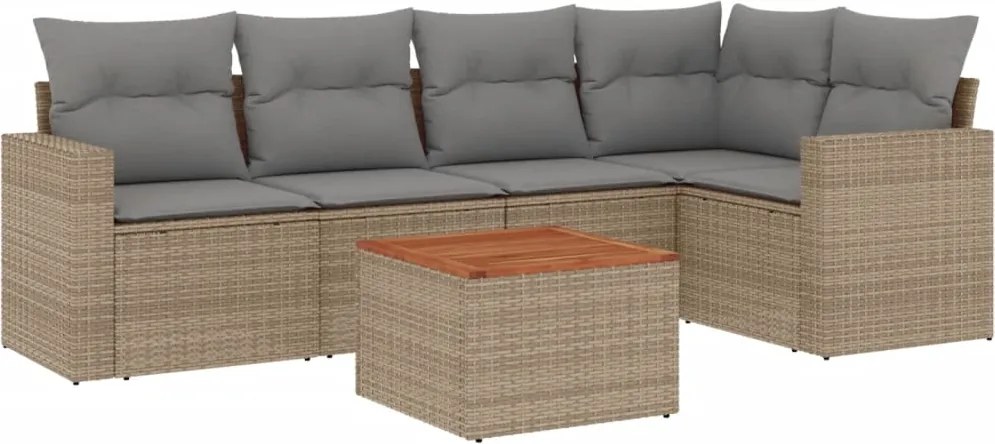 vidaXL Set canapele de grădină, 6 piese, cu perne, bej, poliratan
