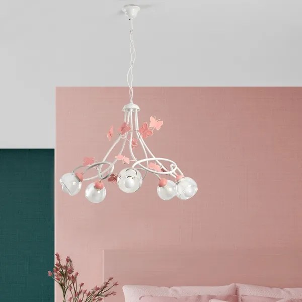 Lustră pentru copii BUTTERFLY 5xE14/6W/230V ONLI