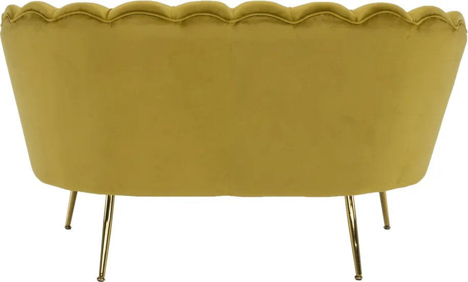 Bancă în stil Art-deco, catifea Velvet muştar/crom auriu, NOBLIN