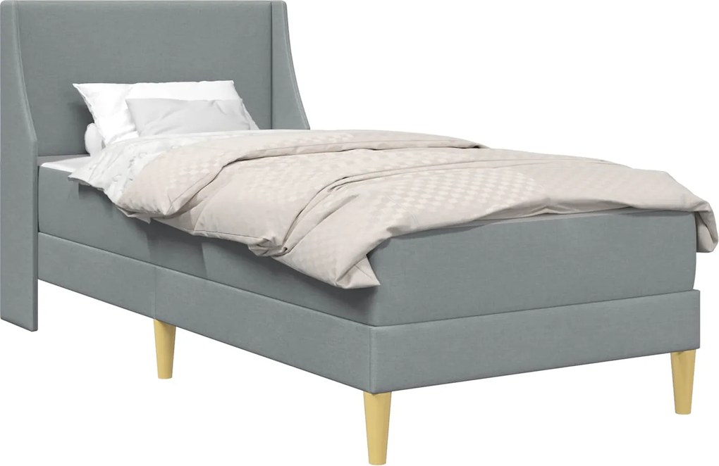 vidaXL Cadru de pat cu saltea Gri deschis 90 x 200 cm Poliester