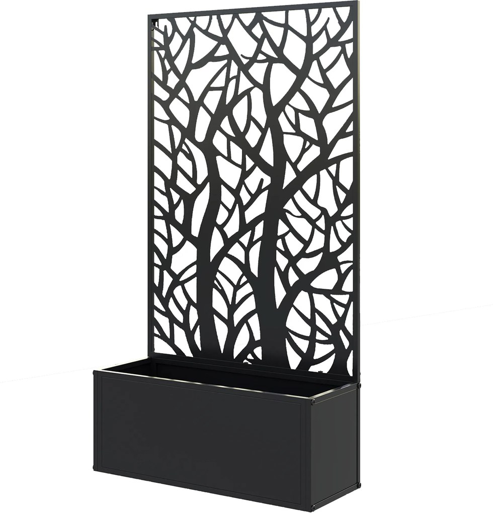Outsunny Jardinieră cu spalier, ghiveci pentru plante cățărătoare, legume, flori din metal 61 x 23 x 113 cm negru | Aosom Romania