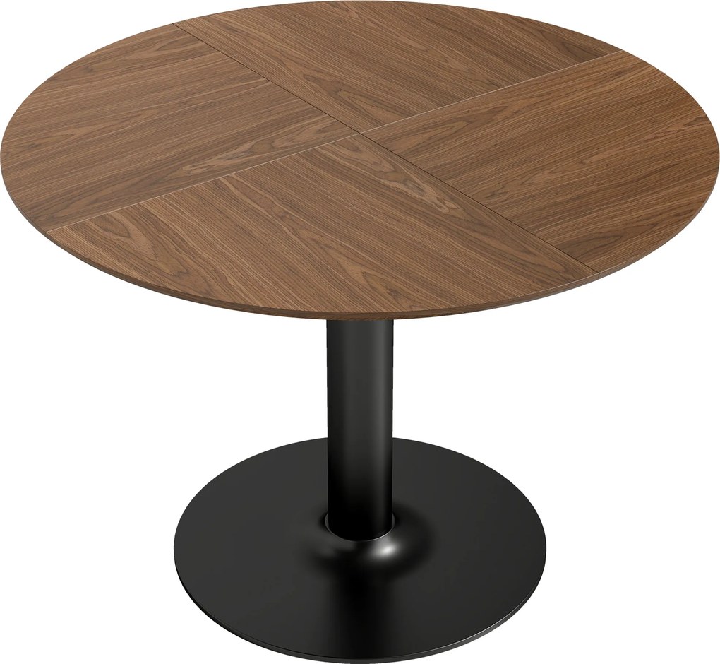 HOMCOM Masă rotundă de dining pentru 6 persoane, Ø110x78 cm, cu bază din oțel, maro cu efect de lemn | Aosom Romania
