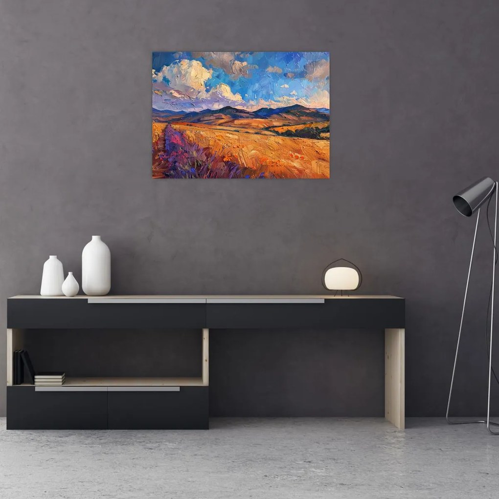 Tablou pe sticlă - Pictură în ulei de peisaj (70x50 cm)
